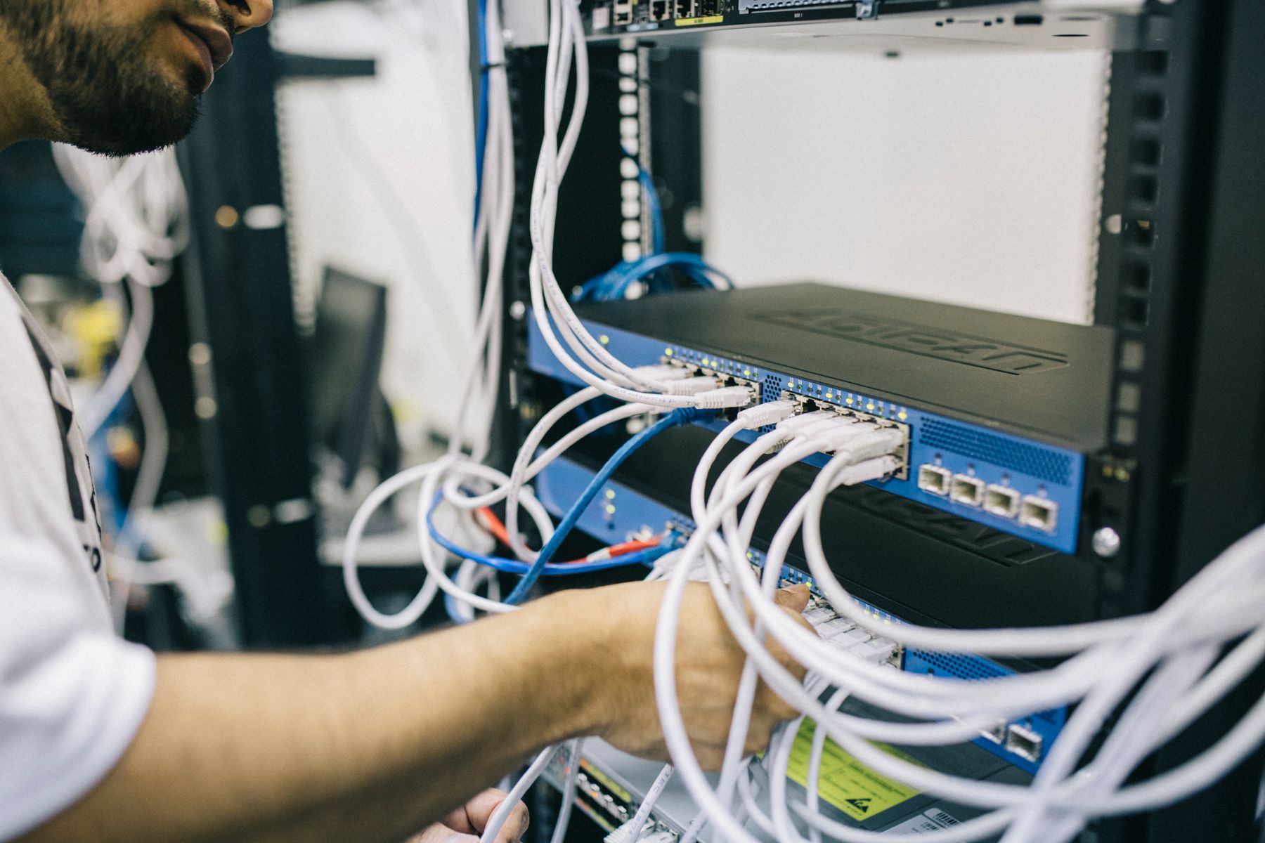 A technician maintaining critical business network infrastructure.